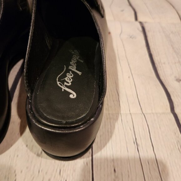 FREE PEOPLE Winston leather platform penny loafers black open back size 8 - Picture 5 of 8